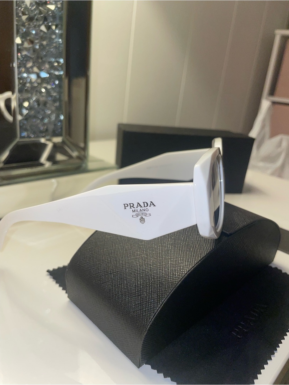 Prada White Chunky Cat-Eye Sunglasses - Picture 3 of 6